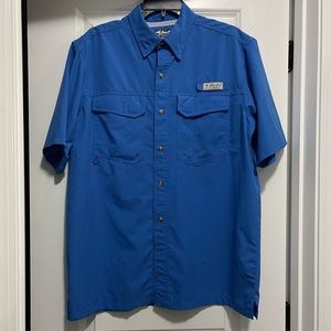 Bimini Bay Outdoor Fishing Vented Blue Shirt Men’s  Short Sleeve Medium